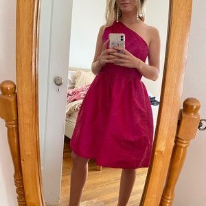 Magenta One Shoulder Bridesmaid/Cocktail Dress